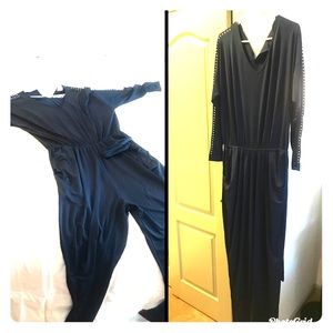 Blue long sleeve jumpsuit